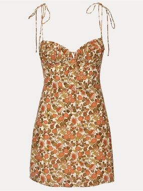 Réalisation Par Devon Floral Silk Mini Dress Size S Vintage 70s Tie Strap